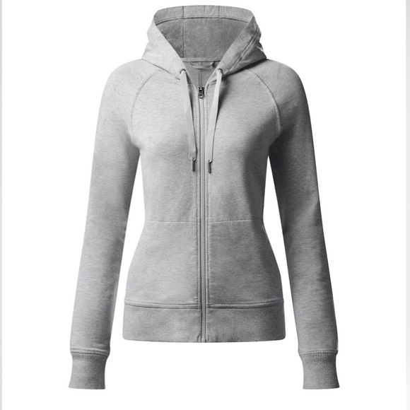lululemon athletica Tops - Lululemon Heathered Light Grey Split Hoodie Sz 6